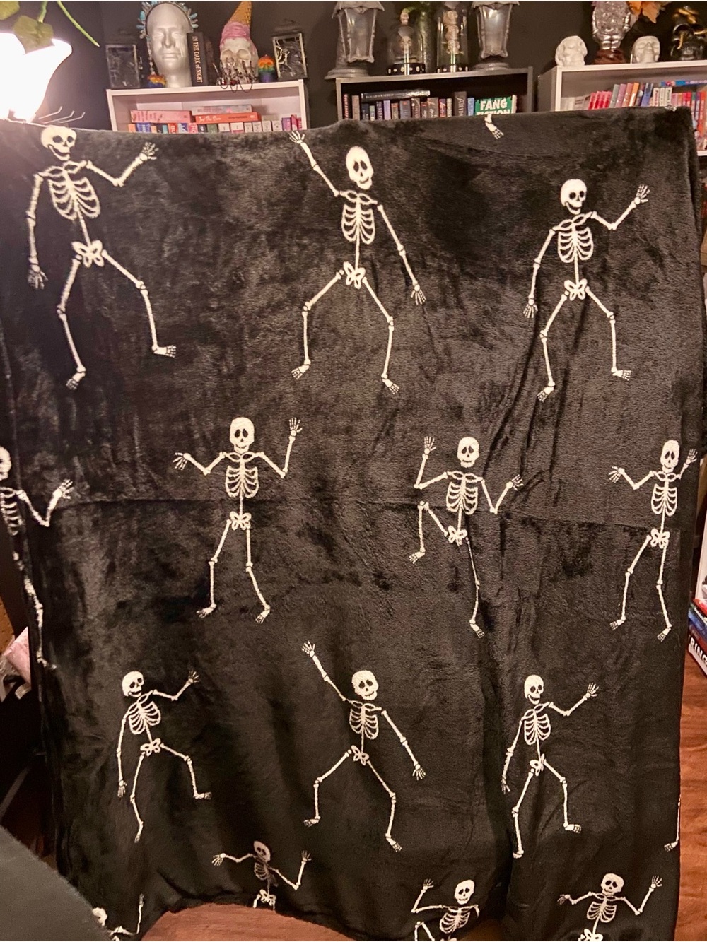Plush Black Skeleton Throw Blanket 50x60 inches